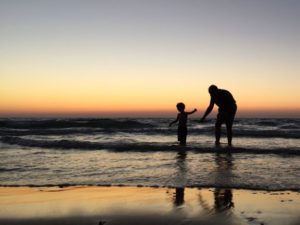 Father and Son in the beach